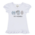 Embroidered Girls Ruffle Husky Football Cheer