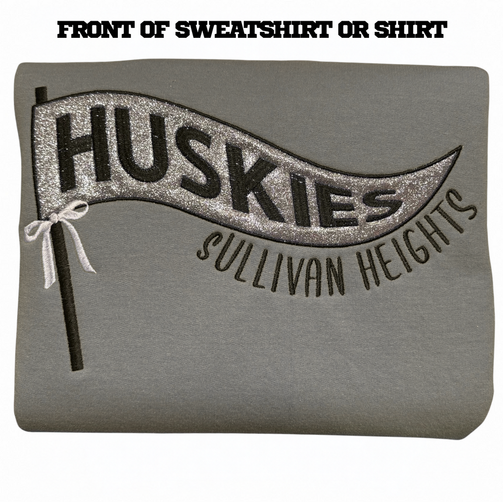 Embroidered Huskies Pennant Flag With Bow