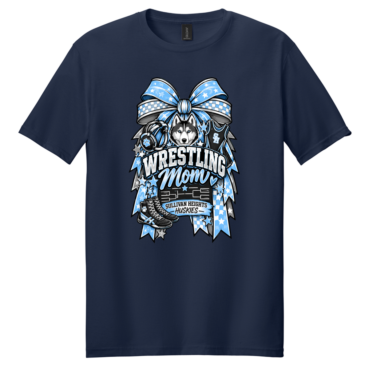 Husky Wrestling Mom Bow