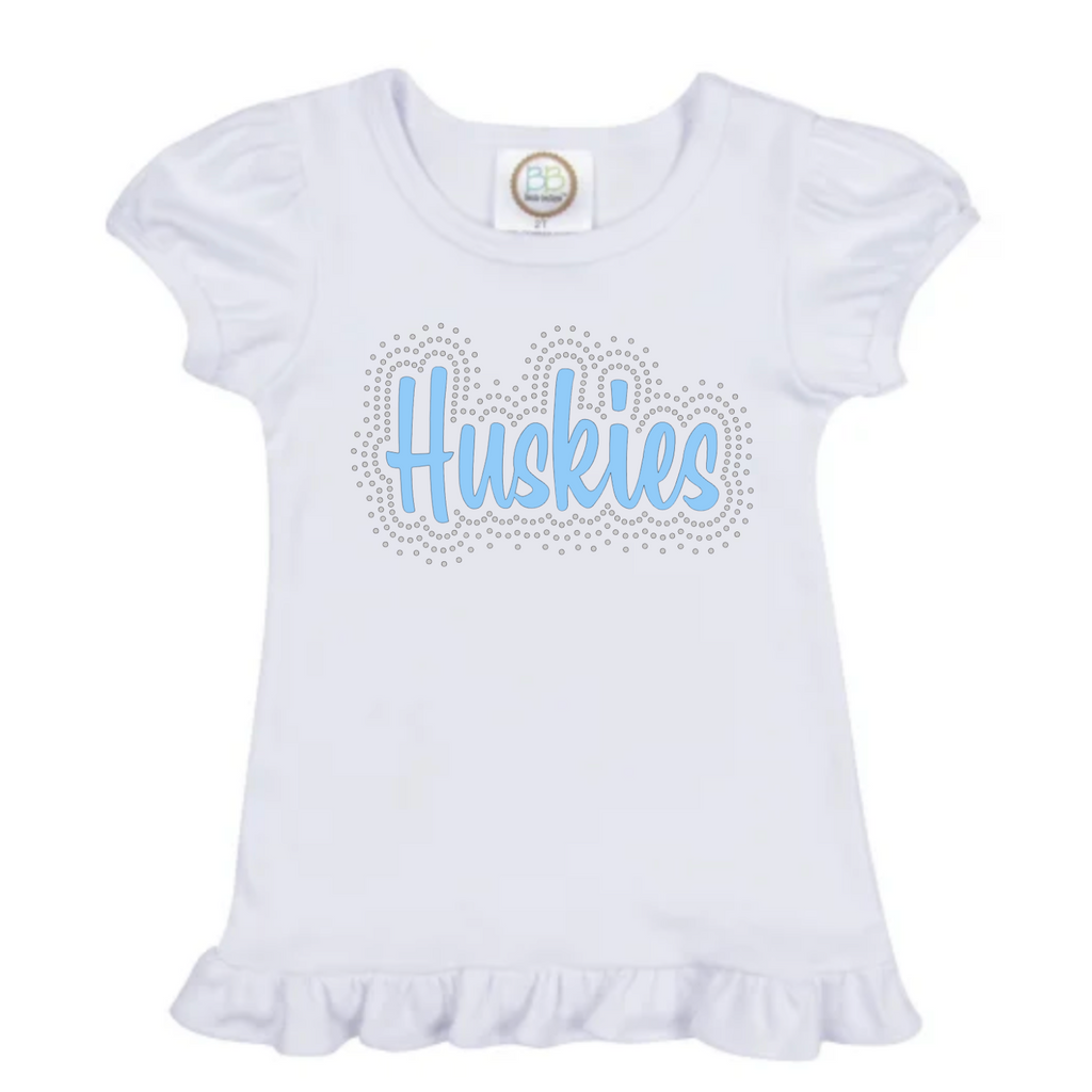 Huskies Holographic Spangles Toddler & Girls Ruffle Shirt
