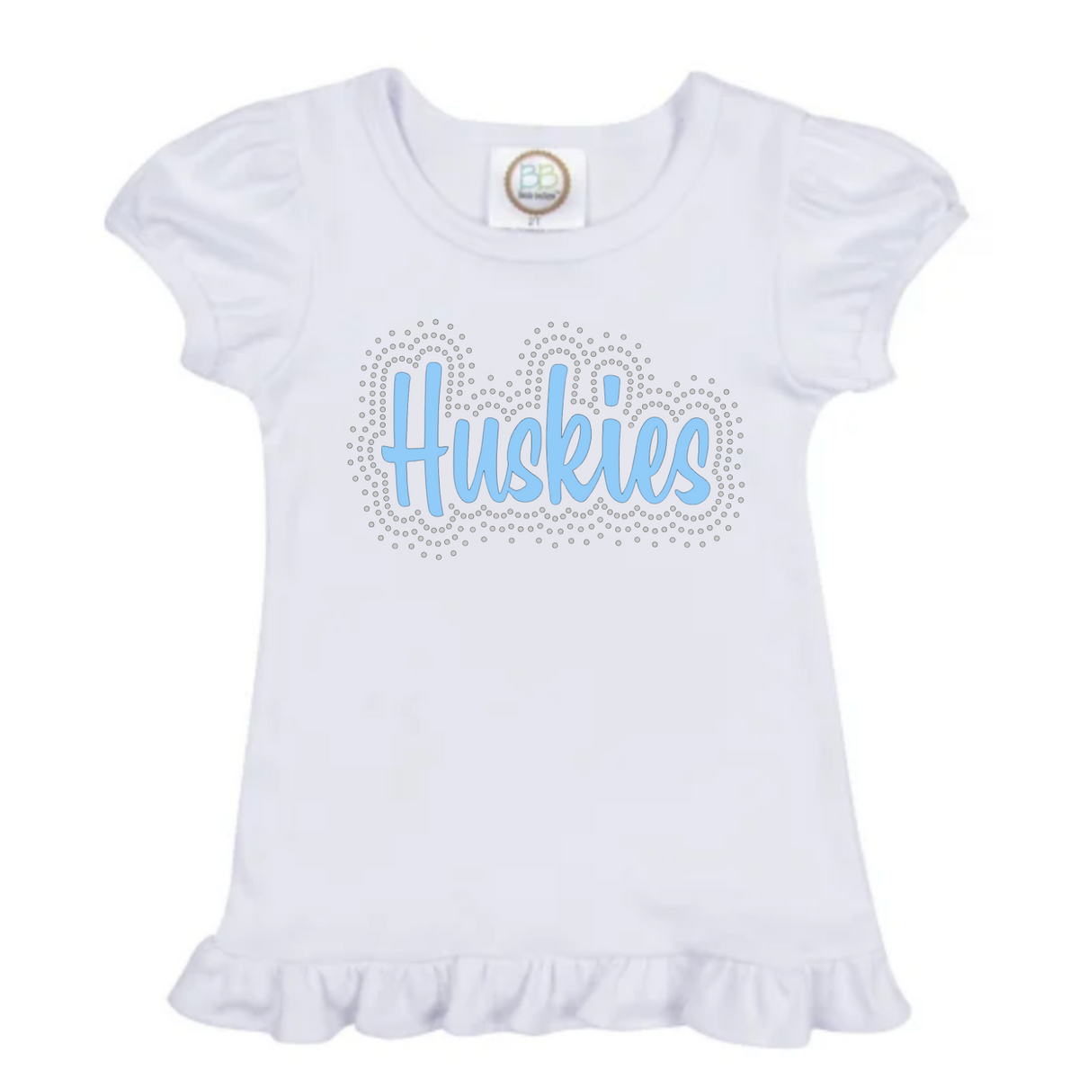 Huskies Holographic Spangles Toddler & Girls Ruffle Shirt